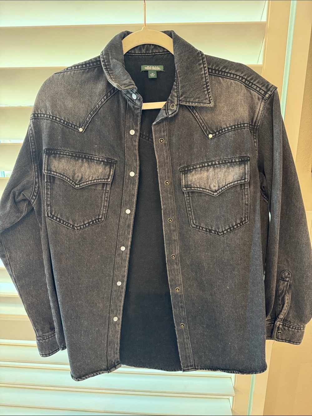 wild fable Black Washed Denim Shirt Jacket